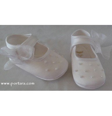 Silk and Pearls Baby Girl Christening Shoes
