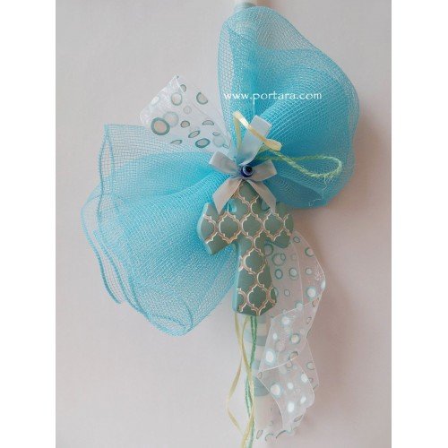 Baby Blue Cross Ornament Easter Candle ~ Lambatha