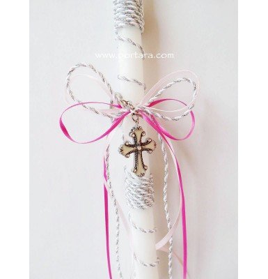 Simplicity White with Silver Easter Candle with a Cross Key Chain ~ Labatha