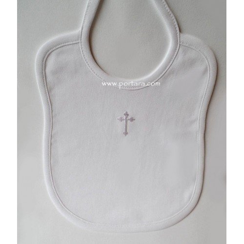 Christening Cotton Baby Bib With a Cross~ Unisex