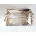 Rectangular Hammered Stainless Steel Wedding Tray with Artistic Golden Handles