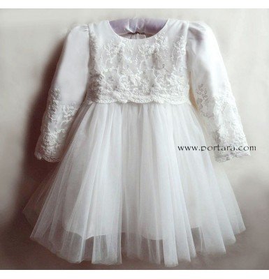 Abby Fabulous Off White Christening Dress with Long Sleeves