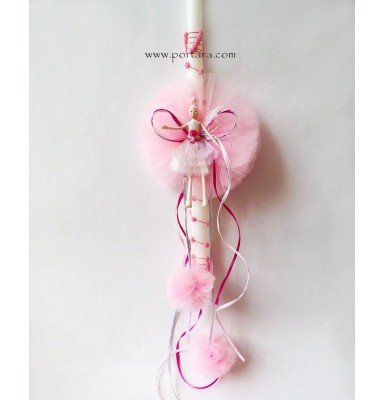 The Mystical Hand Made Fairy with Baby Pink Pom Pom Easter Candle ~ Labatha