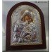 Amazing Virgin Mary Silver with Gold Icon on Mahogany Wood