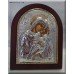 Amazing Virgin Mary Silver with Gold Icon on Mahogany Wood