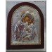 Amazing Virgin Mary Silver with Gold Icon on Mahogany Wood