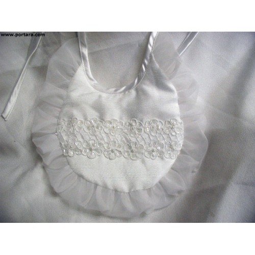 Anna White Silk Christening Bib