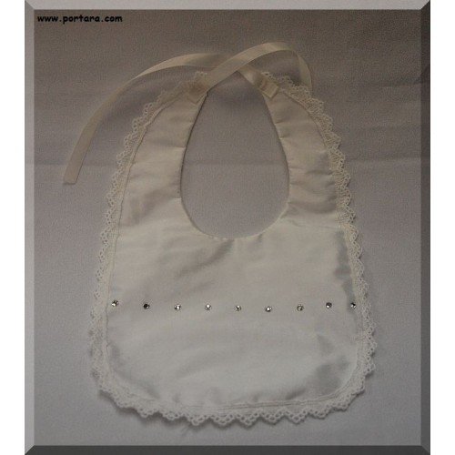 Dupioni Silk Baptismal Bib with Swarovski Crystals and Headband