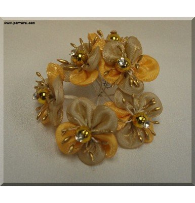 Golden Silk Flowers with Pearl Centers