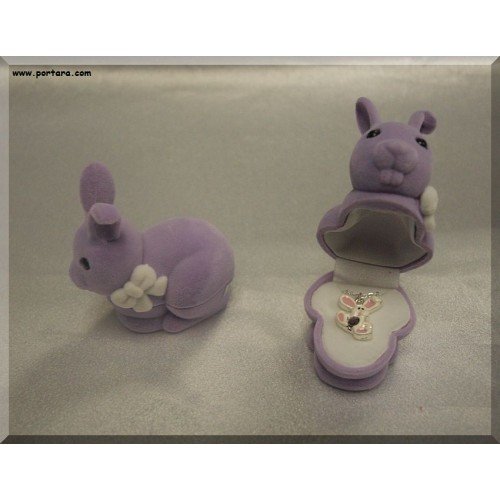 Gift Bunny Pendant Inside Velour Keepsake Box 