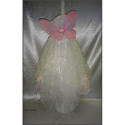 Butterfly with Lace  Baptism Christening Candle 