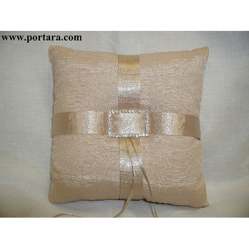 Faux Silk Taupe Ring Pillow