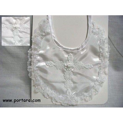 Gorgeous Girls Baptismal Bib with Embroidered Cross