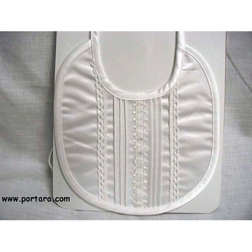 Boys White Silky Satin Baptismal Bib