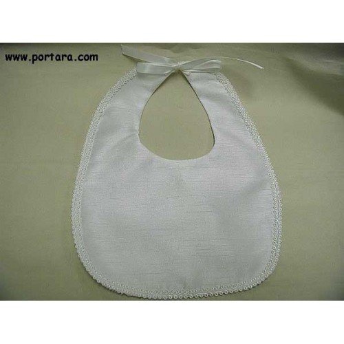 Plain Dupioni Silk Baptism Bib ~ Unisex