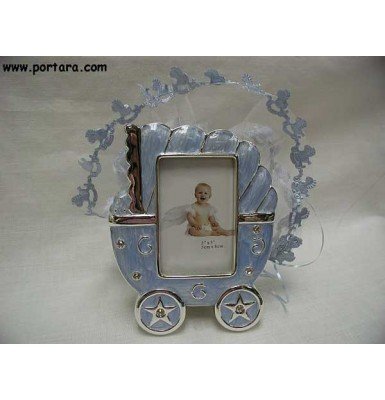 Blue Baby Carriage Frame Baby Shower Favor