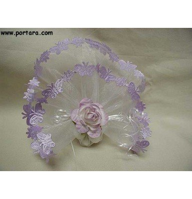 White Organdy Circle with Satin Butterfly Border