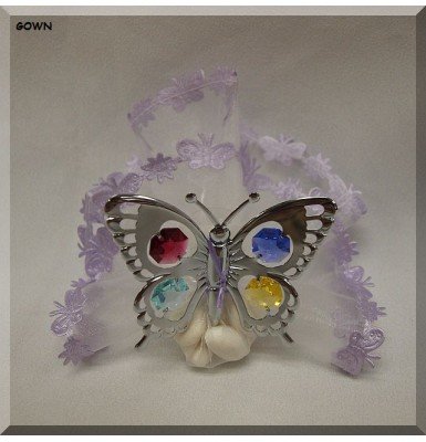 Butterfly Chrome Plated with Austrian Crystals Favor Gift Idea