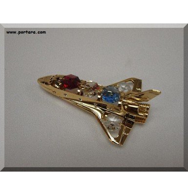 24K Gold Plated Space Shuttle with Austrian Crystals Gift Favor Idea