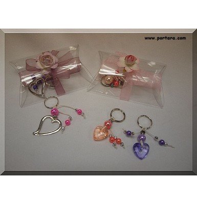 Lovely Worry Beads Hearts with Pearls Key Chains Gift Favors