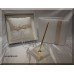 Ivory Embroidered Gold Thread Guest Book with Pen and Pillow Set