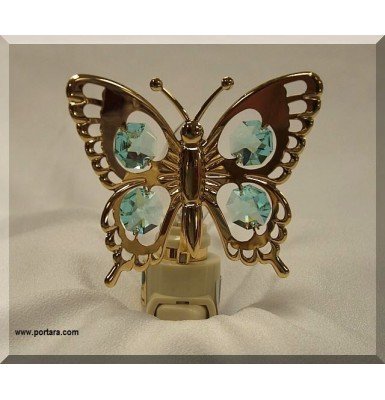 Butterfly Night Light 24K Gold Plated with Austrian Crystals