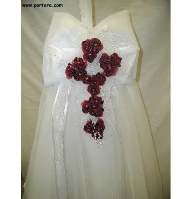 Fascination Wedding Candles with Organdy Flowers ~ Lambathes 