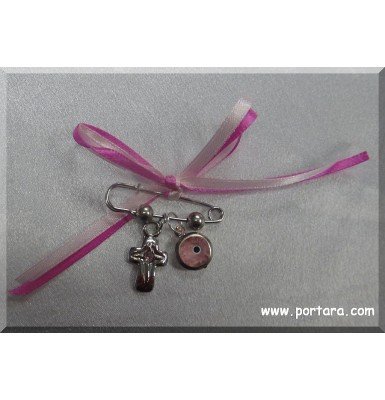 A Safety Pin with Pink Accents Christening Witness Pins Martirika