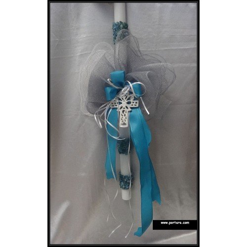 Bella Blue Baptism Christening Candle ~ Lambatha