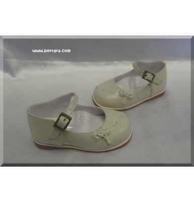 Flower Baby Girl Ivory Baptism Shoes