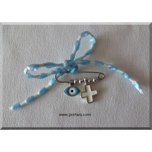 Blue and White Safety Pin Christening Witness Pins Martyrika