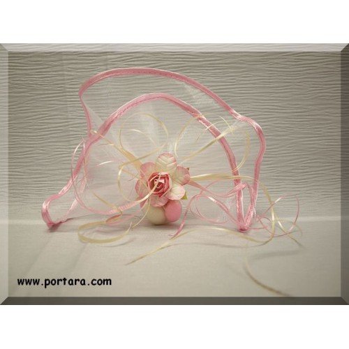 Organdy Circle with Light Pink Satin Edge Baptism Favor