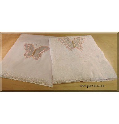 Butterfly White with Pink Baptismal Set ~ Lathopana